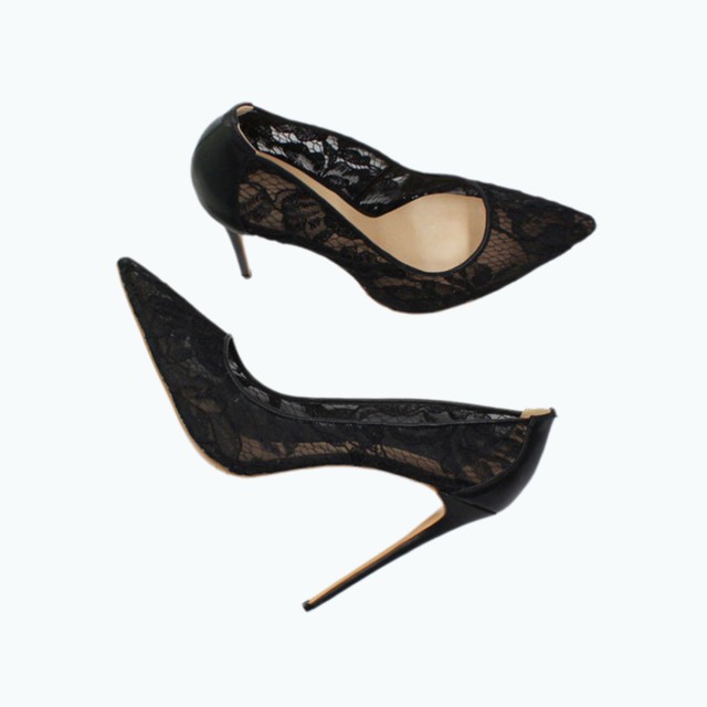 Transparent Pointed Lace High Heeled Sandals