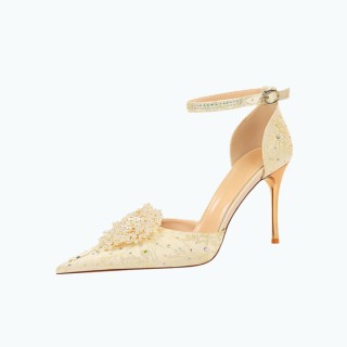 Pointed Pearl High Heeled Sandals
