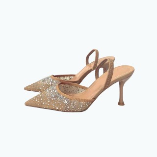 Bowknot Pearl Rhinestone High Heeled Sandals