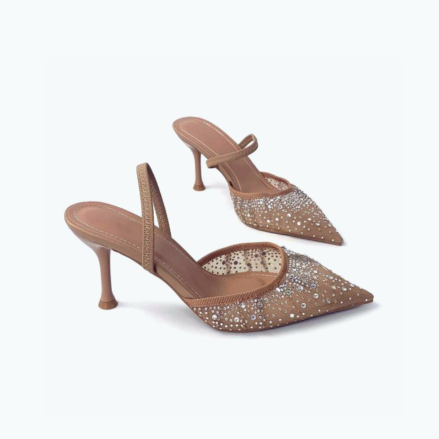 Bowknot Pearl Rhinestone High Heeled Sandals
