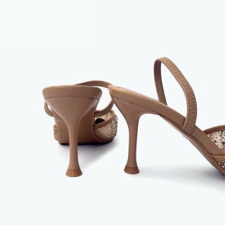 Bowknot Pearl Rhinestone High Heeled Sandals