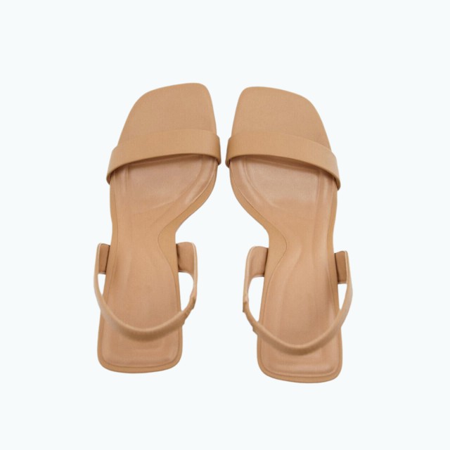 Beige Metal Electroplated High Heeled Sandals