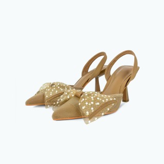 Genuine Leather Bow High Heeled Sandals