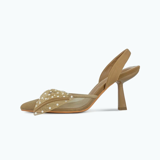 Genuine Leather Bow High Heeled Sandals