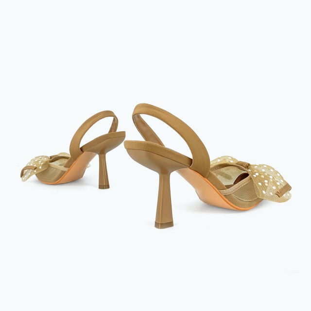 Genuine Leather Bow High Heeled Sandals