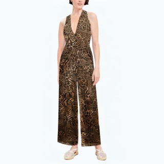 Silk Mesh Suspender Collar Jumpsuit