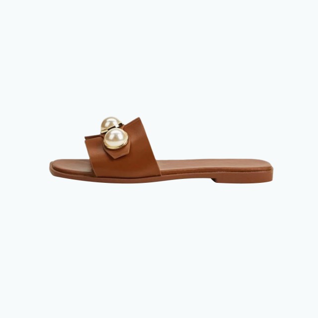 Pearl Sliding Flat Slippers