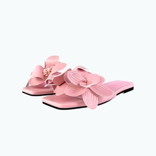 Mule Floral Plant Flat Slippers