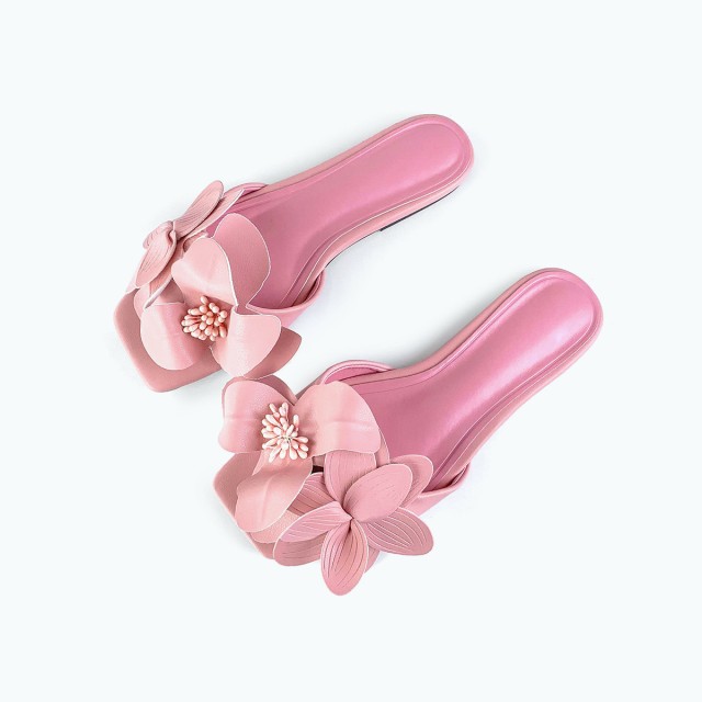 Mule Floral Plant Flat Slippers