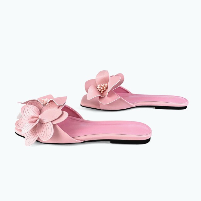Mule Floral Plant Flat Slippers