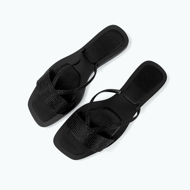 Luxury Rhinestone Sexy Flat Slippers