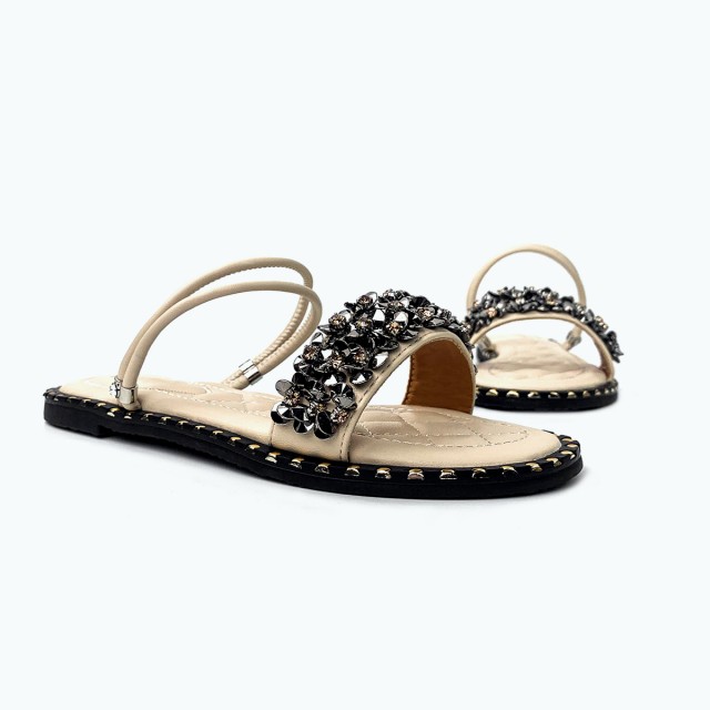 Beach Metal Chain Flat Slippers
