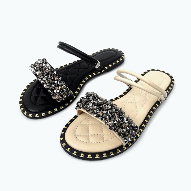 Beach Metal Chain Flat Slippers