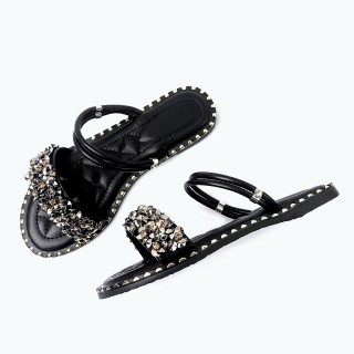 Beach Metal Chain Flat Slippers