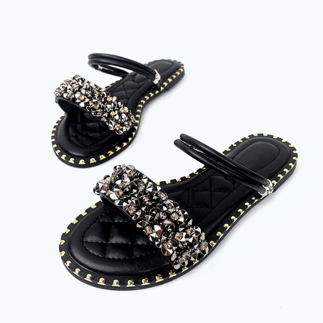 Beach Metal Chain Flat Slippers