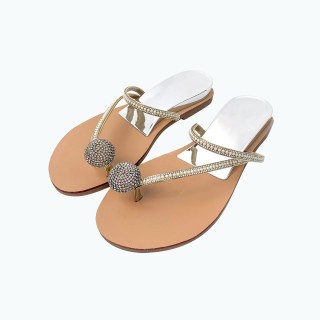 Silver Belt Fashion Flat Slippers