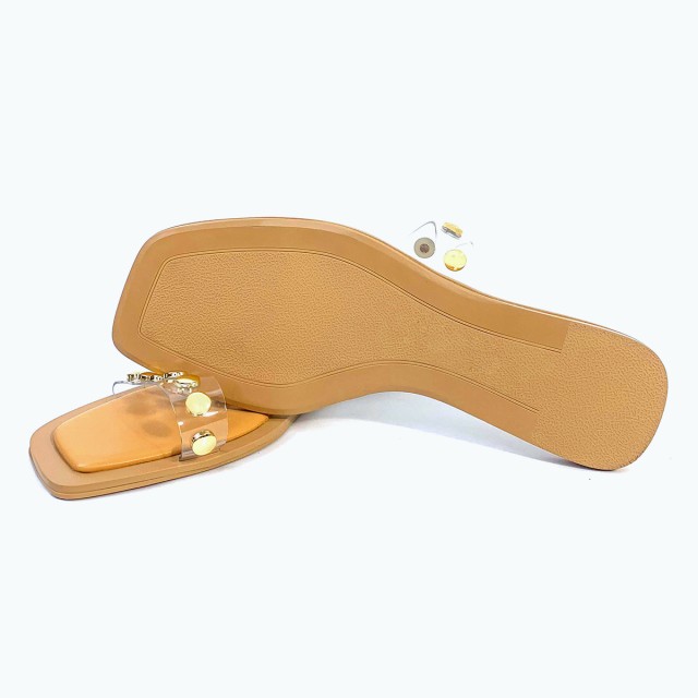 Shiny Metal Square Flat Slippers