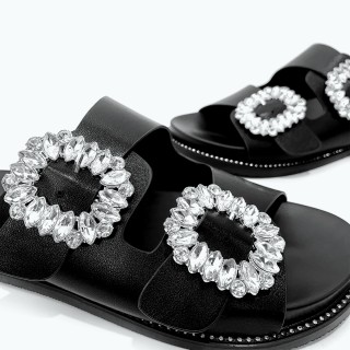 Metal Button Luxury Flat Slippers