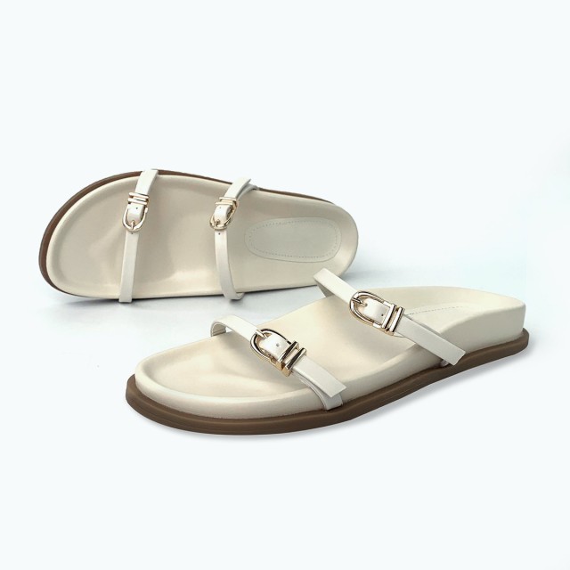 Metal Chain Fashion Flat Slippers