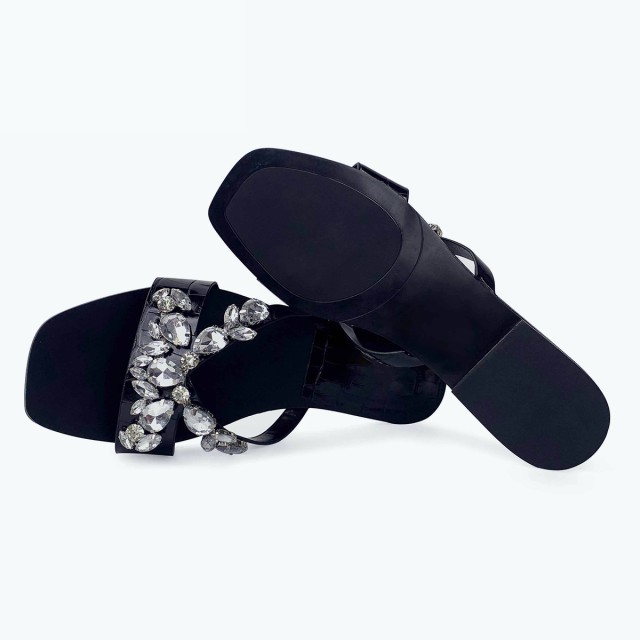 Square Toed Hand Woven Flat Slippers