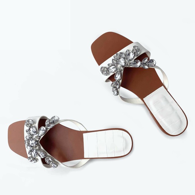Square Toed Hand Woven Flat Slippers