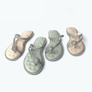 Square Shiny Metal Flat Slippers