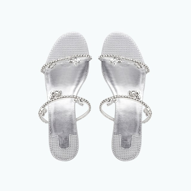 Diamond Square Toe Flat Slippers