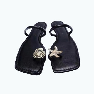 Beach Shiny Metal Flat Slippers