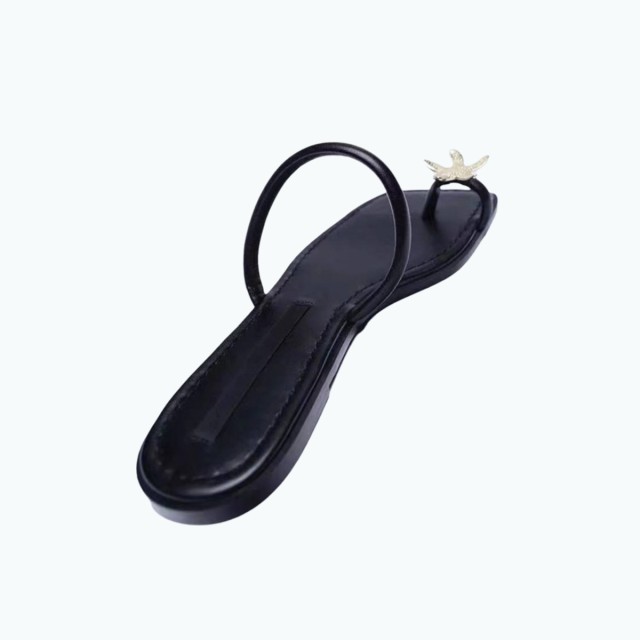 Beach Shiny Metal Flat Slippers