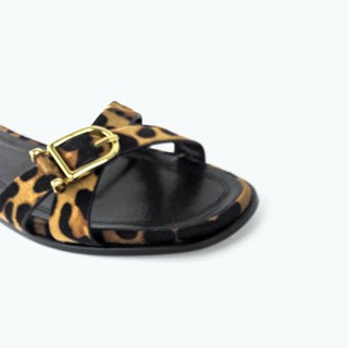 Woven Leopard Print Flat Slippers