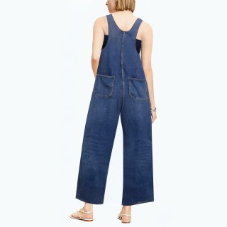 Blue Simple Denim Jumpsuit