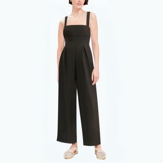 Wide Shoulder Long Straight Wide Jumpsuit