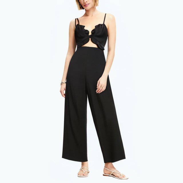 Loose And Slim Suspender Backless Jumpsuit