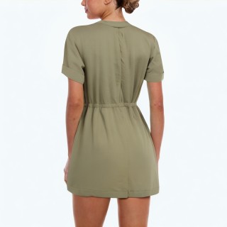 Slim Waist Round Neck Jumpsuit