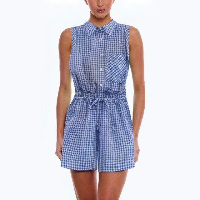 Simple Sleeveless Lapel Jumpsuit