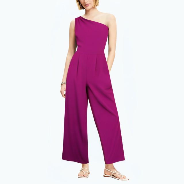 Purple Slim Asymmetrical Long Jumpsuit
