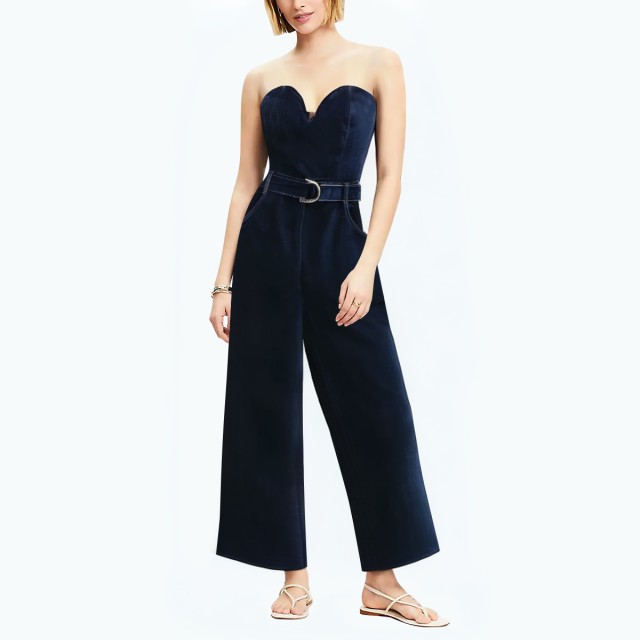 Retro Straight High Waist Tight Jumpsuit