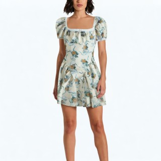Lace Splicing Slim Print Dress