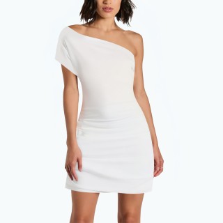 Pleated Asymmetrical Collar Slim Short Skirt