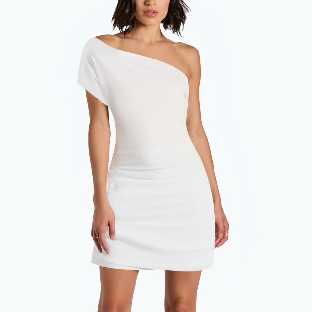 Pleated Asymmetrical Collar Slim Short Skirt