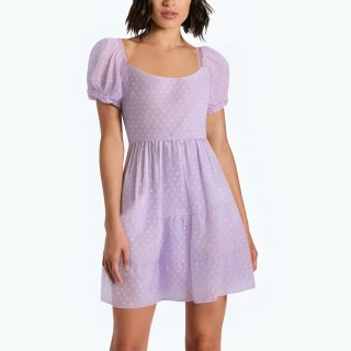 Sweet Embellished Waist Slimming Ruffle Dress