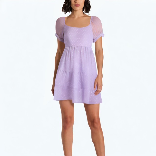 Sweet Embellished Waist Slimming Ruffle Dress