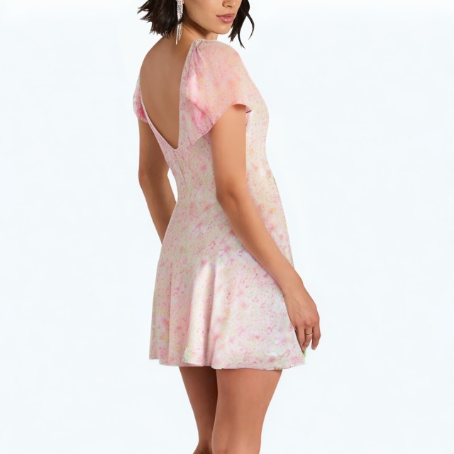 Floral Small Round Lapel Print Dress
