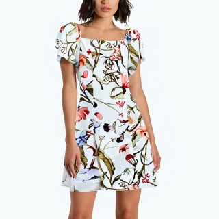 Printed Bubble Short Sleeved Dress