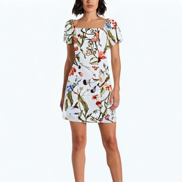 Printed Bubble Short Sleeved Dress
