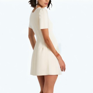 Round Neck Beaded Bow Dress