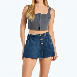 High Waist A Line Denim Shorts