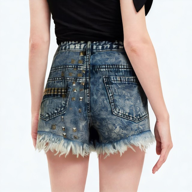 Sexy Blue Pure Cotton High Waisted Shorts