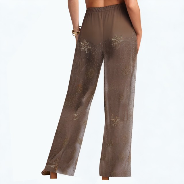 Beaded Semi Transparent Mid Waist Trousers