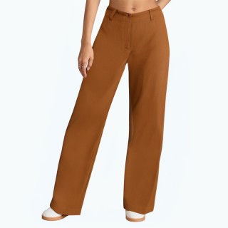 Zipper High Waist Straight Trousers Drape